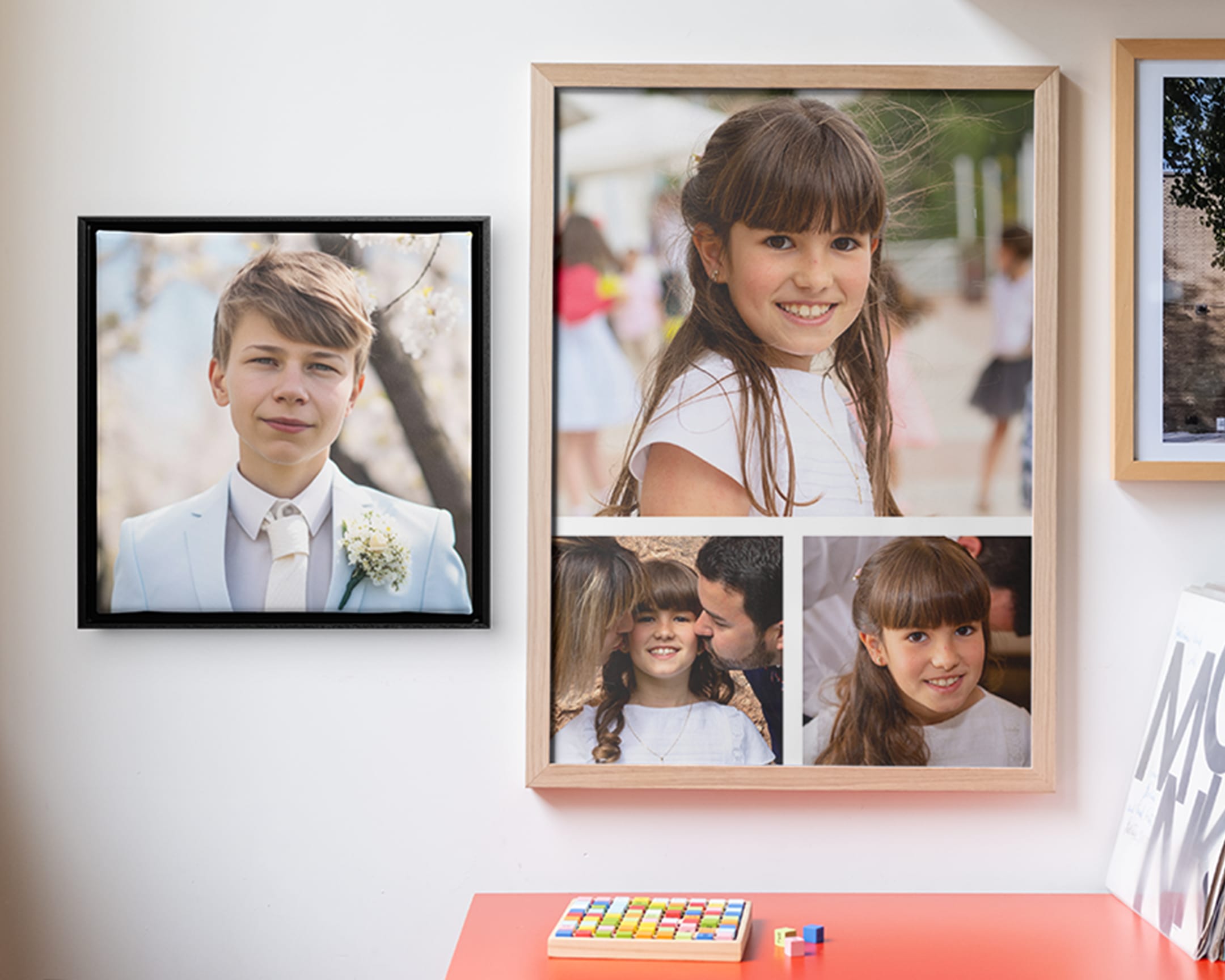 Muestra de cuadros personalizados con productos con y sin collage