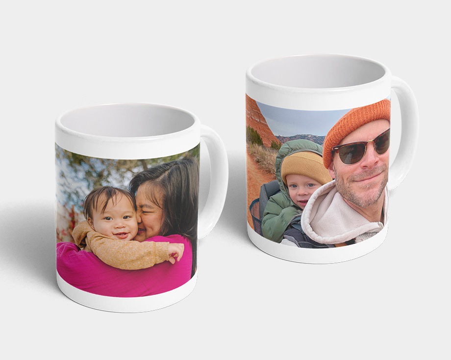 Dos tazas con fotos de familias