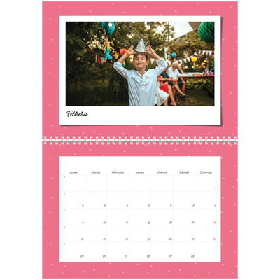 Calendario personalizado doble A4 — Instantáneas pop de colores [Febrero]