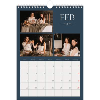 Calendario personalizado A4 — Pizarra y caligrafía [Febrero]