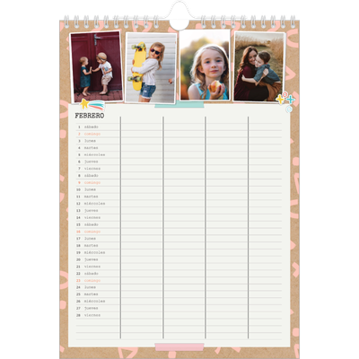 Planificadores familiares A4 — Planificador familiar rústica - Familia de 4 [Febrero]