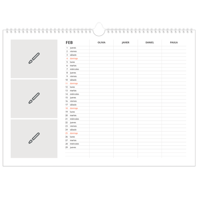 Planificador A3 horizontal — Diseña tu producto - Familia de 4 [Febrero]