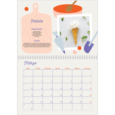 Calendario personalizado doble A4 — Año en recetas [Marzo]