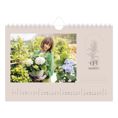 Calendario personalizado A5 — Botánica sencilla [Marzo]