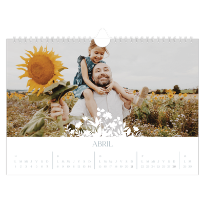 Calendario A4 horizontal — Motivo floral [Abril]