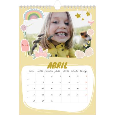 Calendario personalizado A4 — Unicornio arcoíris [Abril]