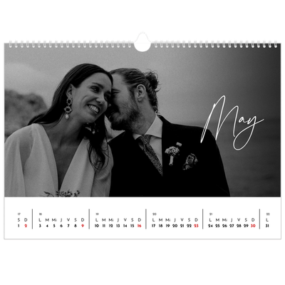 Calendario A3 horizontal — Escritura elegante [Mayo]