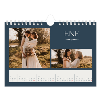 Calendario personalizado A5 — Pizarra y caligrafía [Enero]