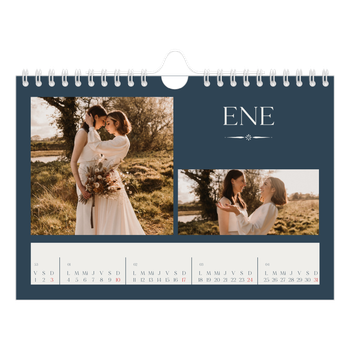 Calendario personalizado A5 horizontal — Pizarra y caligrafía