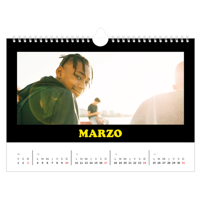 Calendario A4 horizontal — Tipo divertido [Marzo]