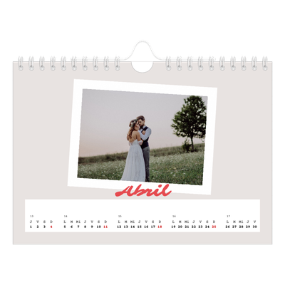 Calendario personalizado A5 — Firmado en carmín [Abril]