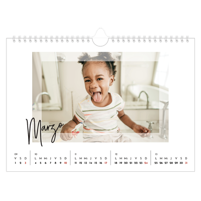 Calendario A4 horizontal — Marco transparente [Marzo]
