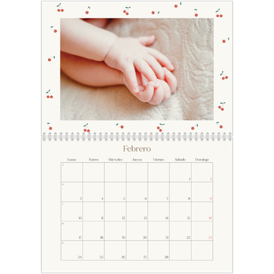 Calendario personalizado doble A4 — Pequeñas cerezas [Febrero]