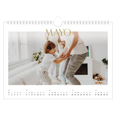 Calendario A4 horizontal — Texto dorado grande [portada]