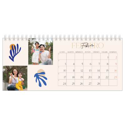 Calendarios de mesa — Coral minimalista [Febrero]