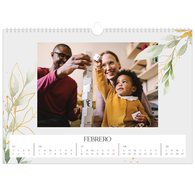 Calendario A3 horizontal — Salpicado floral [Febrero]