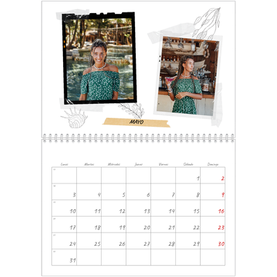 Calendario personalizado doble A4 — Scrapbook con estilo [Mayo]