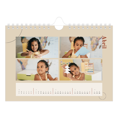 Calendario personalizado A5 — Texto asimétrico [Abril]
