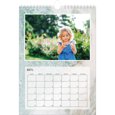 Calendario personalizado A4 — Fondos de mármol [Abril]