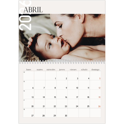 Calendario personalizado doble A4 — Texto superpuesto [Abril]