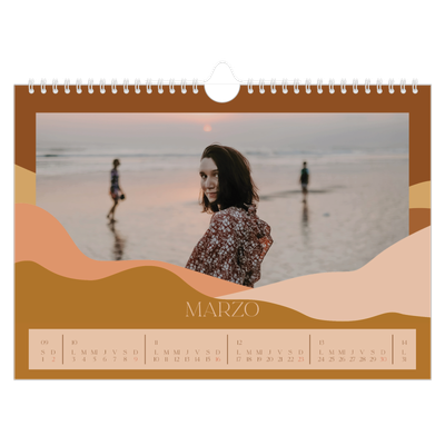 Calendario A4 horizontal — Montañas neutrales [Marzo]