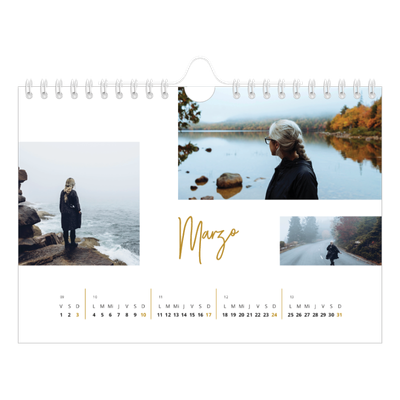 Calendario personalizado A5 — Rotulador dorado [Marzo]