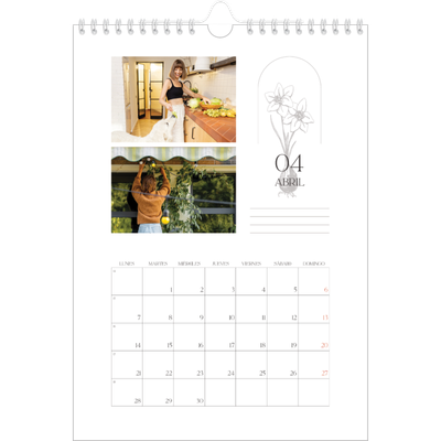 Calendario personalizado A4 — Botánica sencilla [Abril]