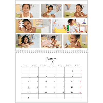 Calendario personalizado doble A4 — Disposición de fotos [Marzo]