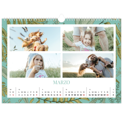 Calendario A3 horizontal — Tapiz floral [Marzo]