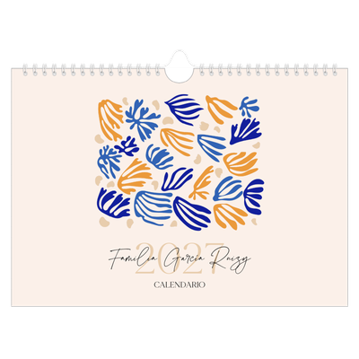 Calendario A4 horizontal — Coral minimalista [portada]