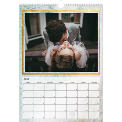 Calendarios A3 — Marco de mármol dorado [Abril]