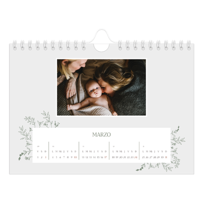Calendario personalizado A5 — Flores dibujadas [Marzo]