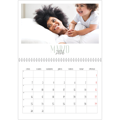 Calendario personalizado doble A4 — Tipografía mixta [Marzo]