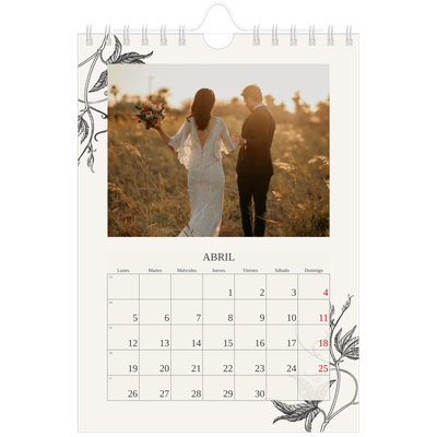 Calendario personalizado A5 — Tinta y hiedra [Abril]
