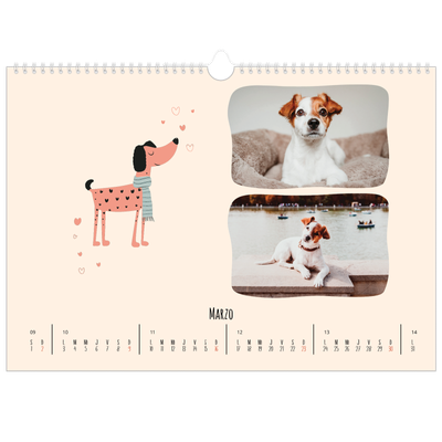 Calendario A3 horizontal — Perros y garabatos [Marzo]