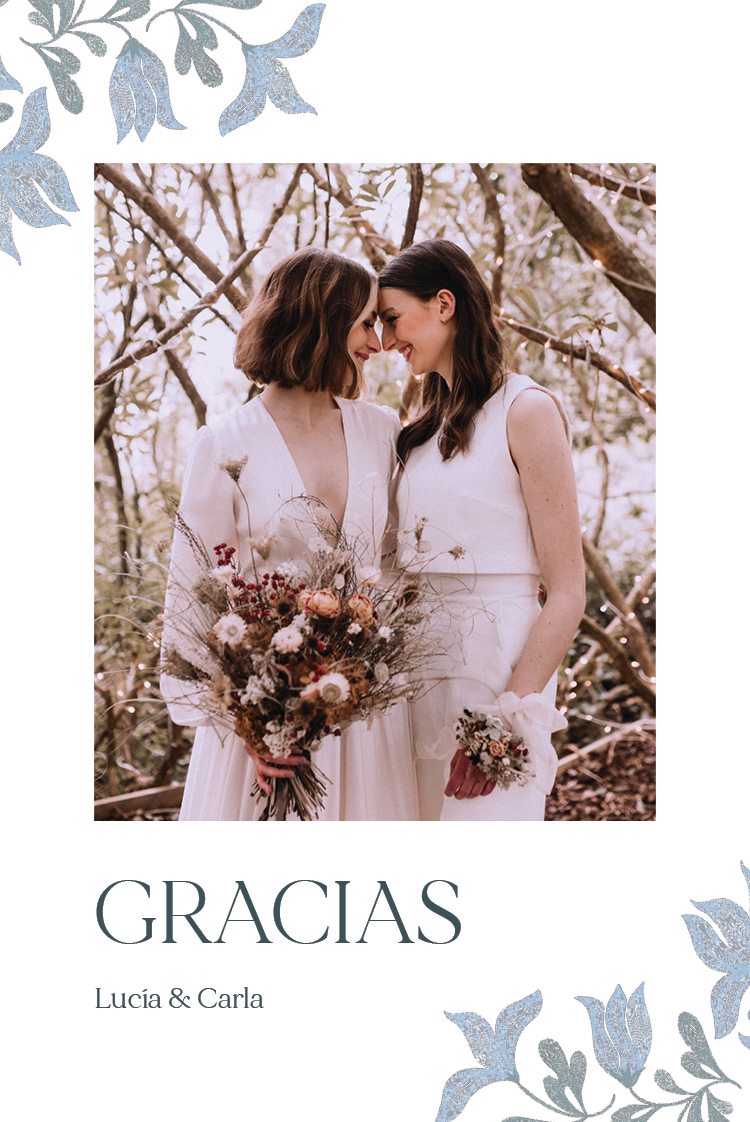 Tarjetas de agradecimiento — Romance en blanco y azul