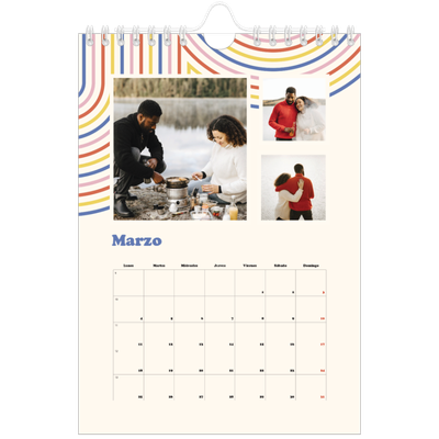 Calendario personalizado A5 — Líneas retro [Marzo]