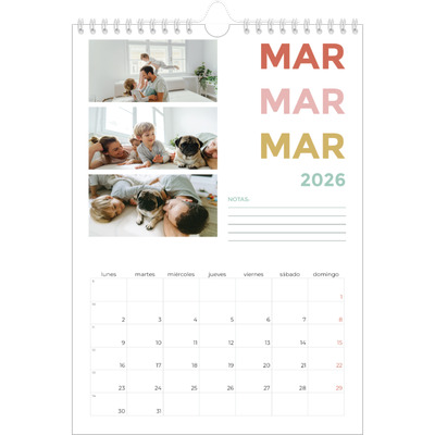 Calendario personalizado A4 — Tipografía colorida [Marzo]