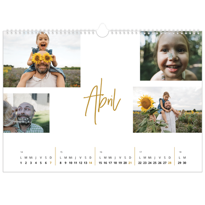Calendario A3 horizontal — Rotulador dorado [Abril]
