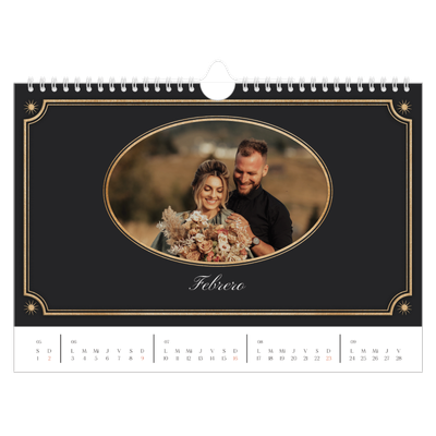 Calendario A4 horizontal — Clásico vintage [Febrero]