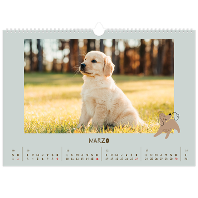 Calendario A3 horizontal — Cachorro juguetón [Marzo]