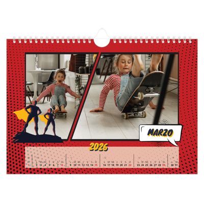 Calendario A4 horizontal — Libro de cómics [Marzo]