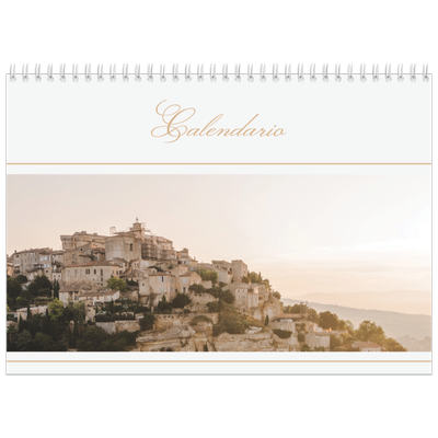 Calendario personalizado doble A4 — Banner de texto dorado [portada]