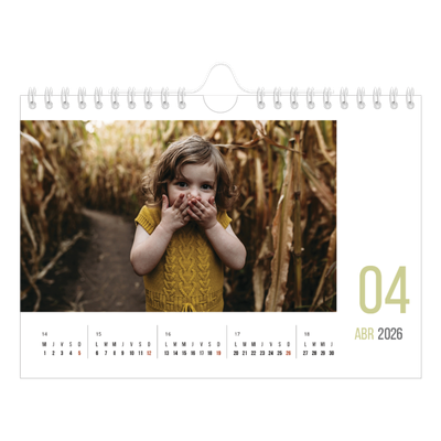 Calendario personalizado A5 — Meses numerados [Abril]