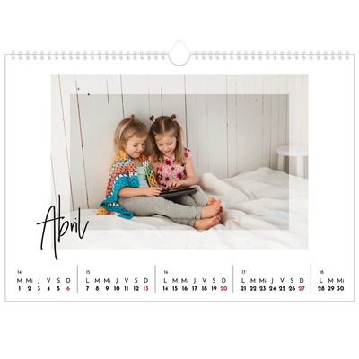 Calendario A3 horizontal — Marco transparente [Abril]