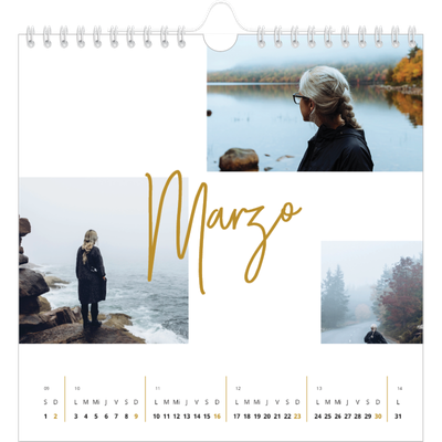 Calendarios Cuadrados — Rotulador dorado [Marzo]