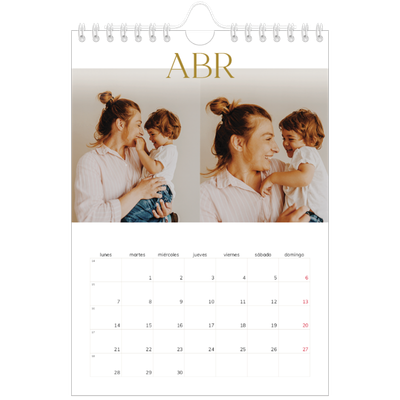 Calendario personalizado A5 — Texto dorado grande [Abril]