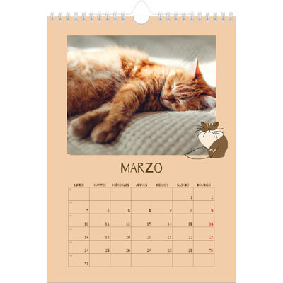 Calendario personalizado A4 — Gatito juguetón [Marzo]