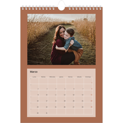 Calendario personalizado A4 — Colores de la tierra [Marzo]