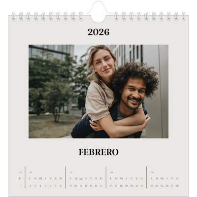Calendarios Cuadrados — Marfil simple [Febrero]